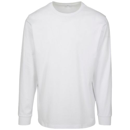 Build Your Brand Long Sleeve With Cuff Rib White